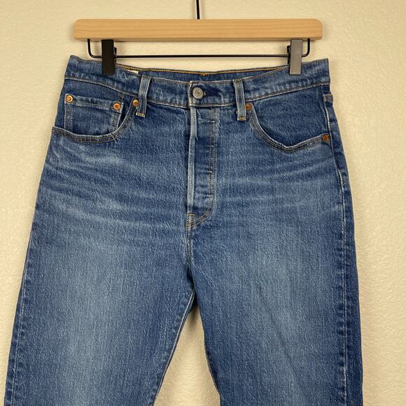 Levi's 501 Straight Leg Denim Jeans Blue Size 29 Button Fly Medium Wash Retro - Picture 6 of 14